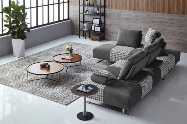 Divani Casa Cooke Modern Grey Houndstooth Fabric Modular Sectional Sofa Bed - Image 4