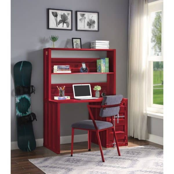 Cargo Red Desk, Hutch, & Chair