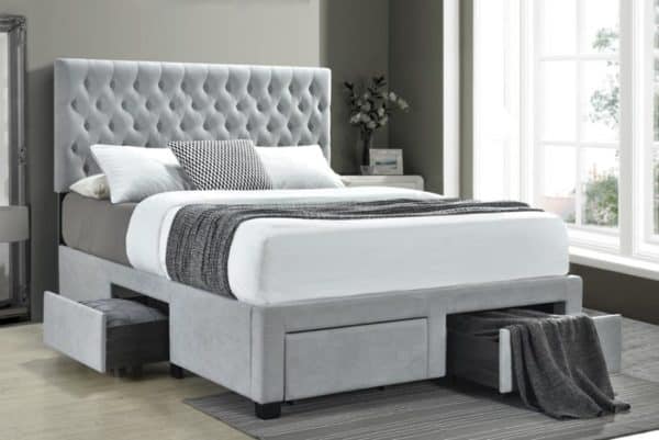 Soledad Light Grey Full Size Bed Upholstered Bed