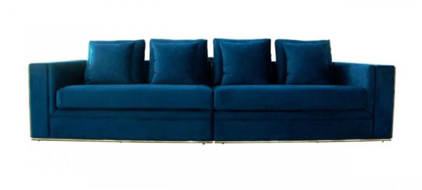 Divani Casa Mobray - Glam Blue & Gold Fabric Sofa - Image 5