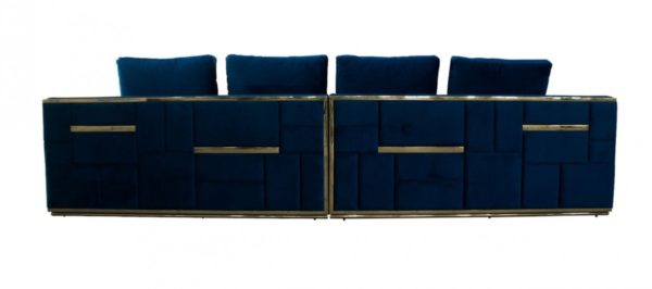 Divani Casa Mobray - Glam Blue & Gold Fabric Sofa - Image 2