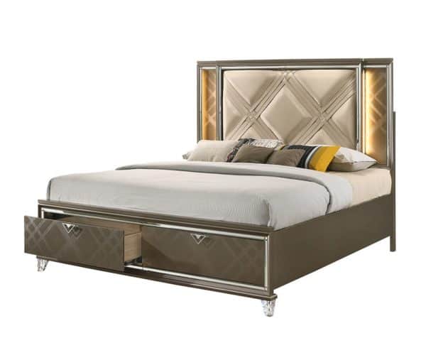 Skylar Dark Champagne LED Light Bedroom Set - Image 9