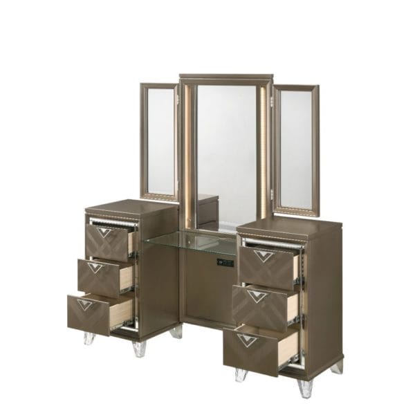 Skylar Dark Champagne LED Light Bedroom Set - Image 4