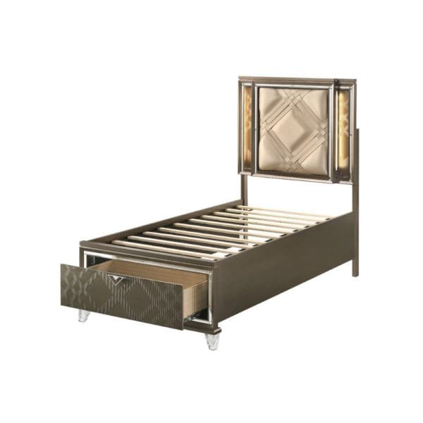 Skylar Dark Champagne LED Light Bedroom Set - Image 8