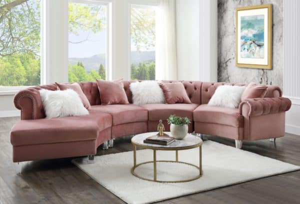 Ninagold Pink Sectional Sofa