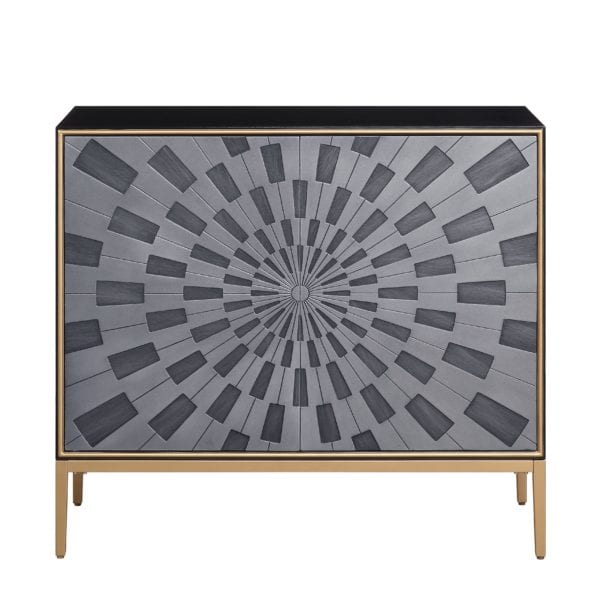 Quilla Black, Gray, and Brass Cabinet - Image 2