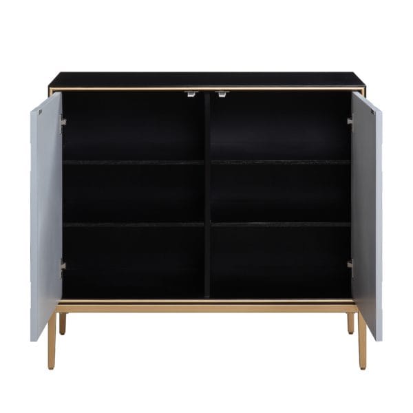 Quilla Black, Gray, and Brass Cabinet - Image 3