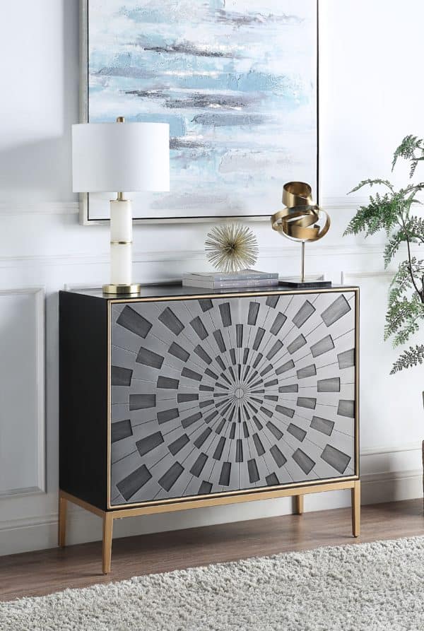 Quilla Black, Gray, and Brass Cabinet