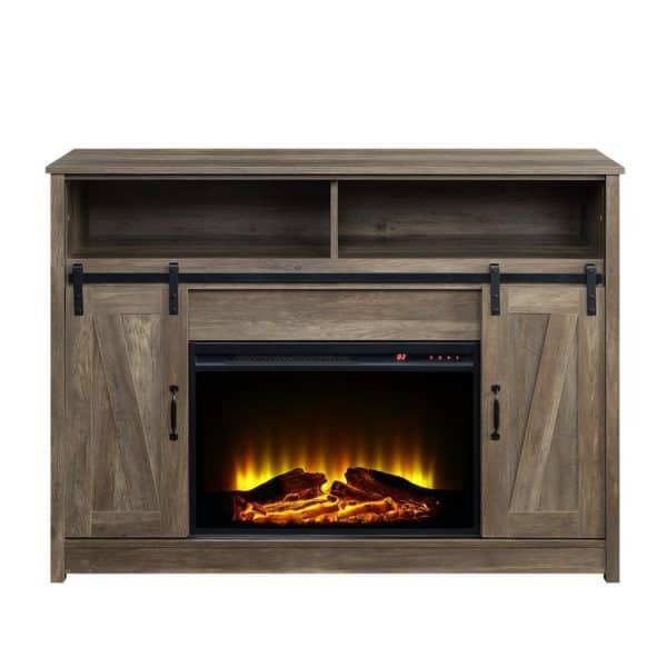 Tobias Rustic Oak Finish Fireplace - Image 2