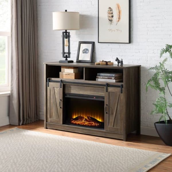 Tobias Rustic Oak Finish Fireplace