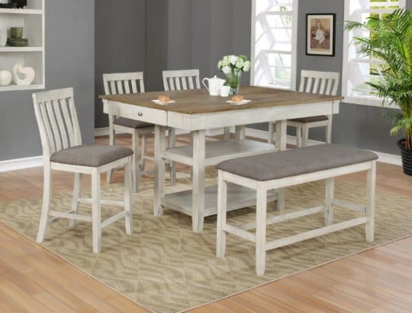 Nina Antique White Counter Height Dining Room Set