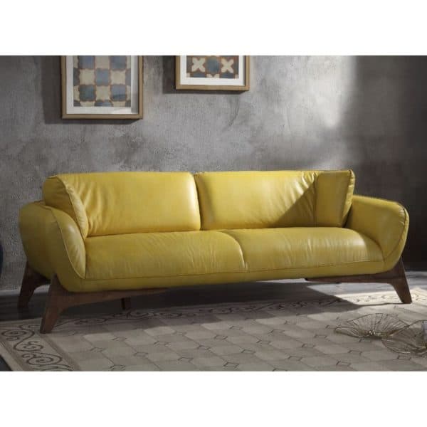 Pesach Mustard Colored Top Grain Leather Sofa - Image 2