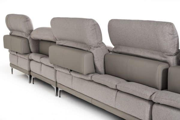 David Ferrari Horizon - Modern Grey Fabric + Grey Leather U Shaped Sectional Sofa - Image 4