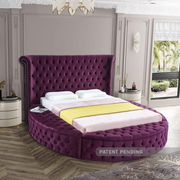 Luxus Purple Velvet Queen Bed