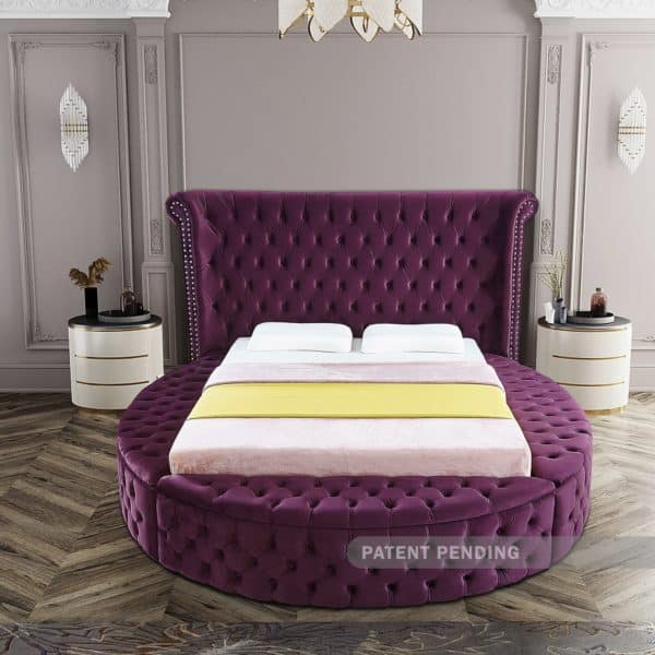 Luxus Purple Velvet Queen Bed - Image 2