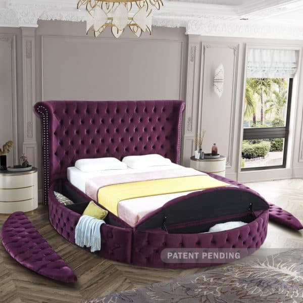 Luxus Purple Velvet Queen Bed - Image 3