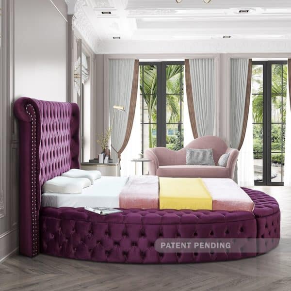 Luxus Purple Velvet Queen Bed - Image 4