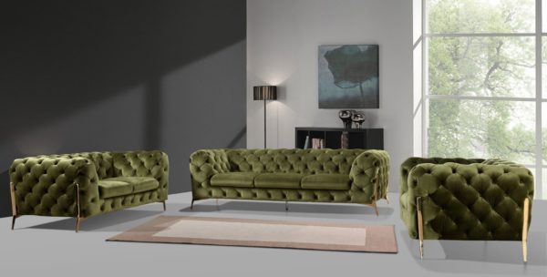 Divani Casa Sheila Modern Green Fabric Sofa Set