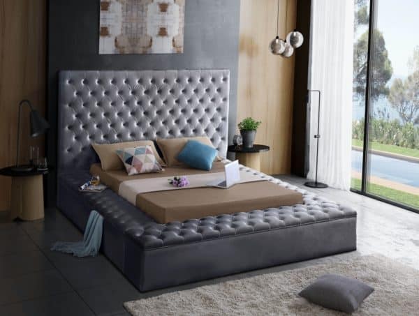 Bliss Gray Velvet Full Size Bed