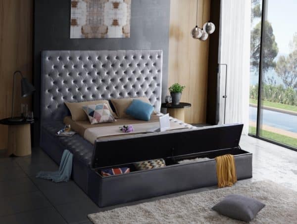 Bliss Gray Queen Velvet Bed - Image 4