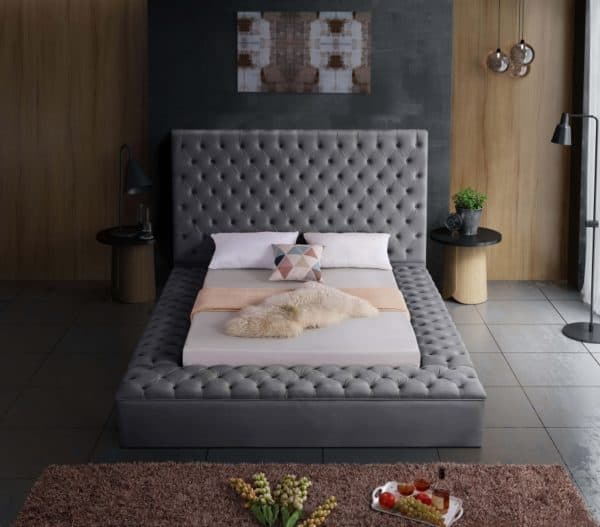 Bliss Gray Velvet Twin Size Bed - Image 3