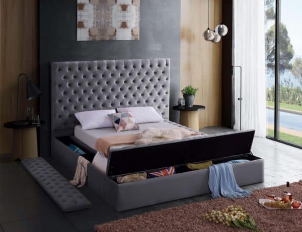 Bliss Gray Velvet Twin Size Bed - Image 4