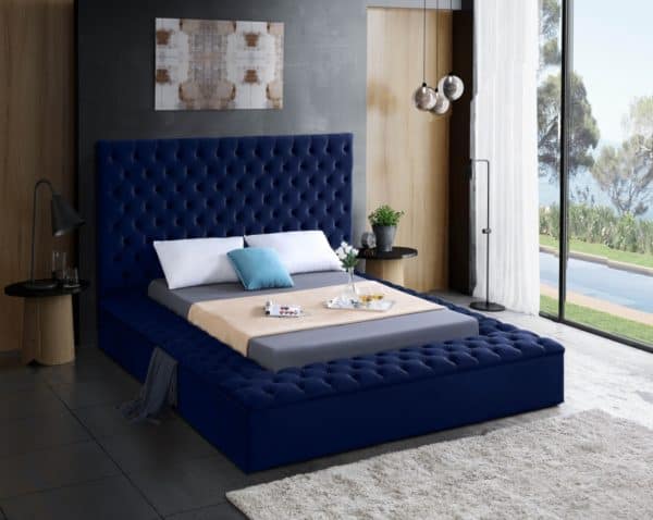 Bliss Blue Velvet Full Size Bed