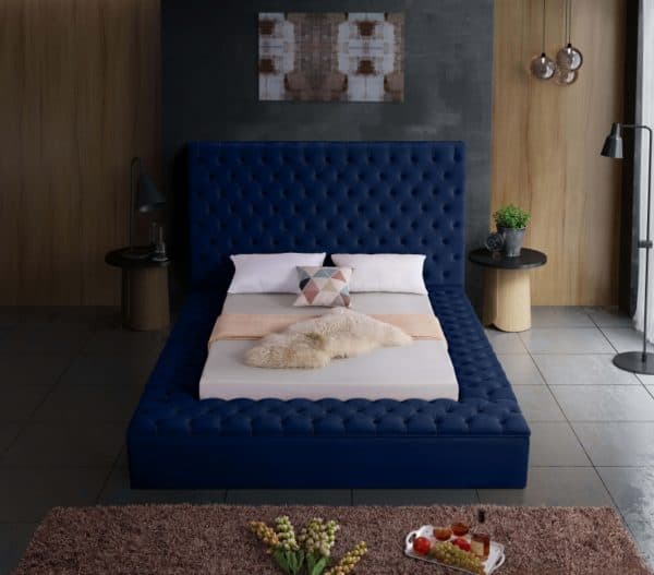 Bliss Blue Velvet Twin Size Bed - Image 3