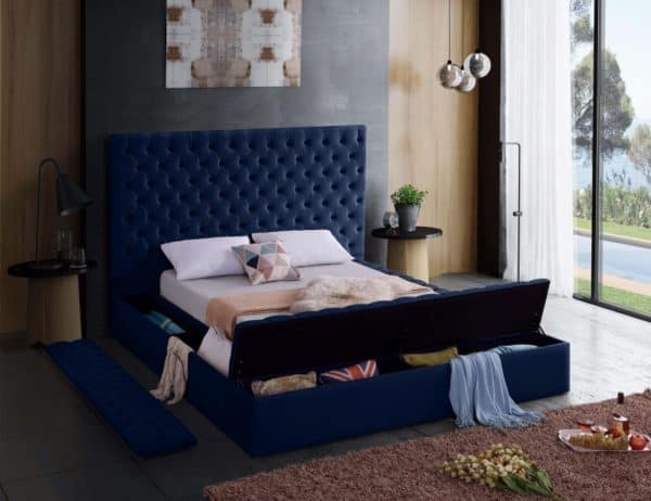 Bliss Blue Queen Velvet Bed - Image 4