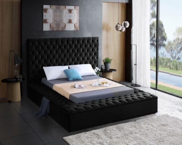 Bliss Black Velvet Full Size Bed