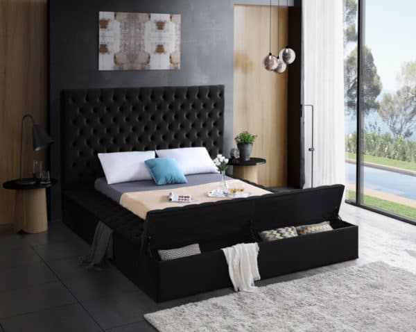 Bliss Black Velvet King Bed - Image 4