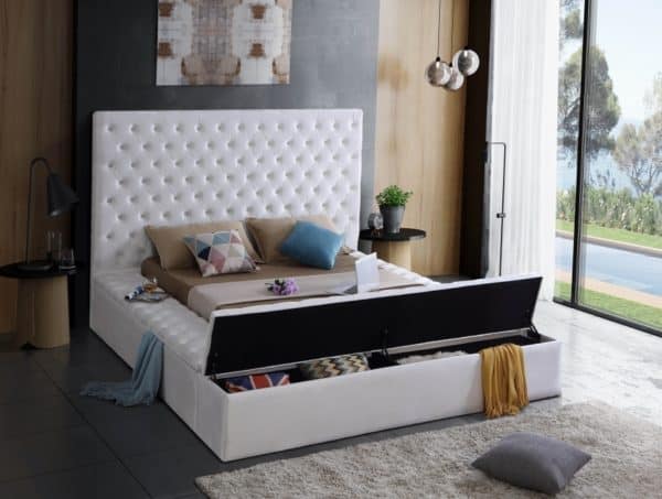 Bliss White Velvet Twin Size Bed - Image 2