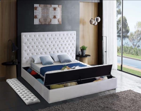 Bliss White Velvet Twin Size Bed - Image 3