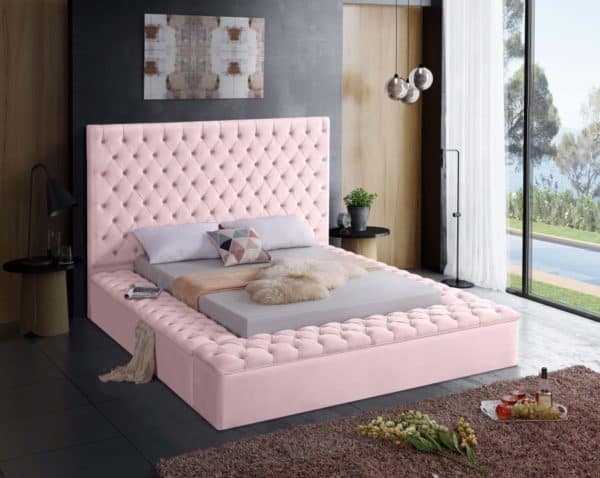 Bliss Pink Velvet Full Size Bed