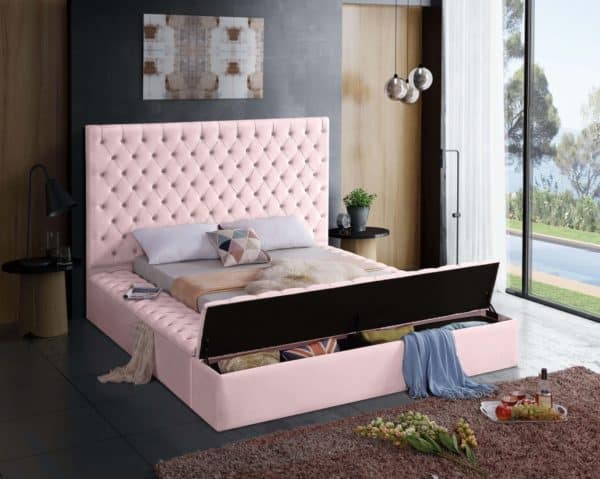 Bliss Pink Queen Velvet Bed - Image 4