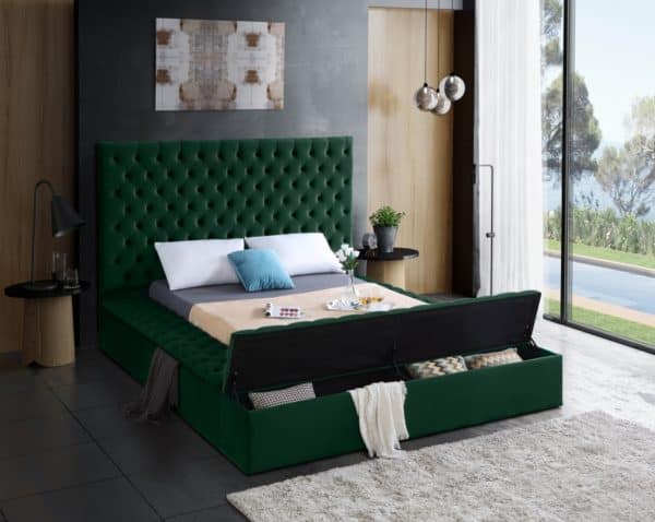 Bliss Green Velvet Twin Size Bed - Image 2