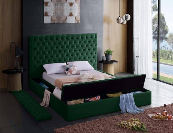 Bliss Green Velvet Twin Size Bed - Image 3