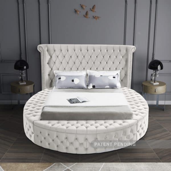 Luxus Cream Velvet King Bed - Image 3