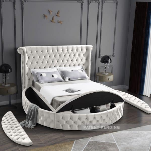 Luxus Cream Velvet King Bed - Image 4