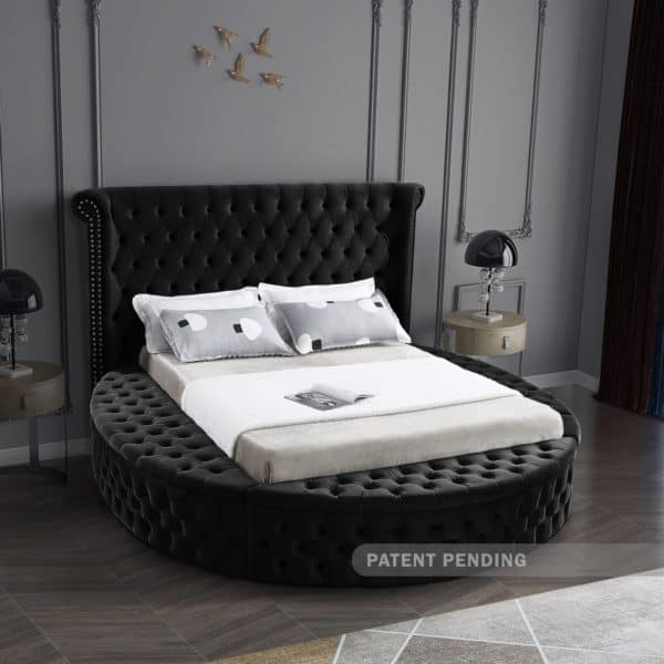 Luxus Black Velvet Queen Bed