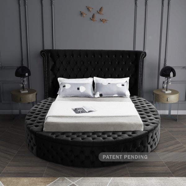 Luxus Black Velvet Queen Bed - Image 2