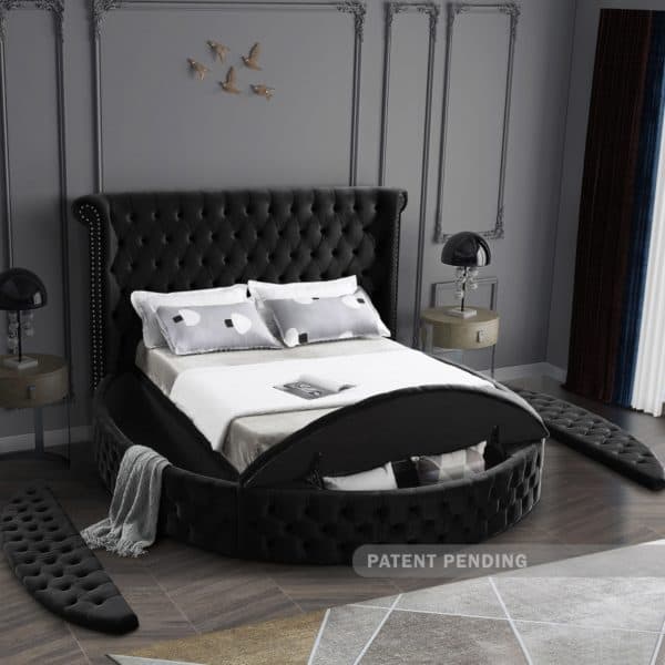 Luxus Black Velvet Queen Bed - Image 3