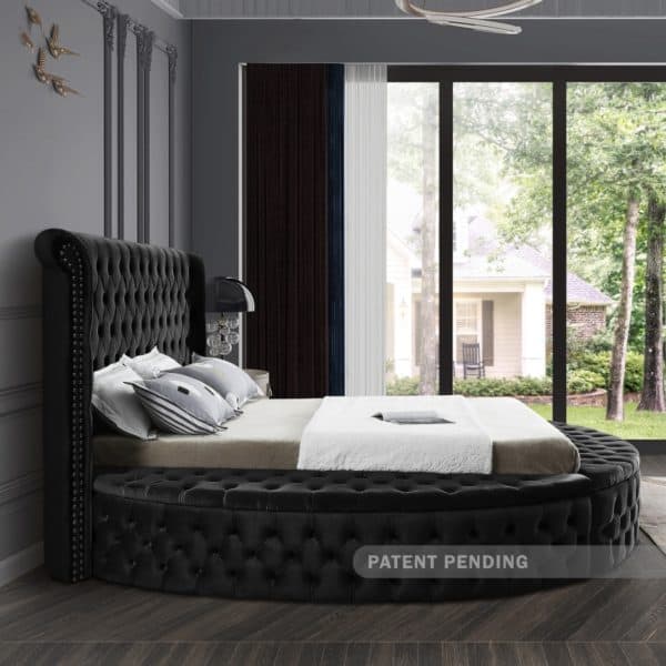 Luxus Black Velvet Queen Bed - Image 4