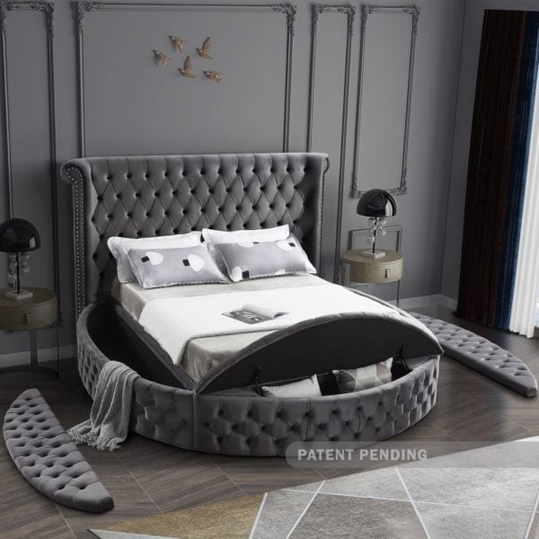 Luxus Gray Velvet King Bed - Image 4