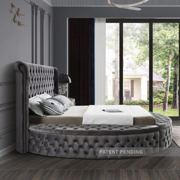 Luxus Gray Velvet Full Bed - Image 3