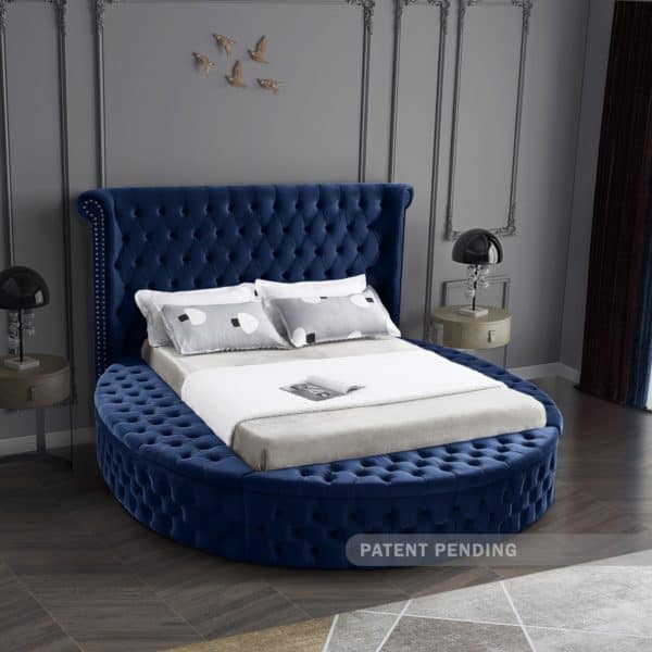 Luxus Blue Velvet King Bed