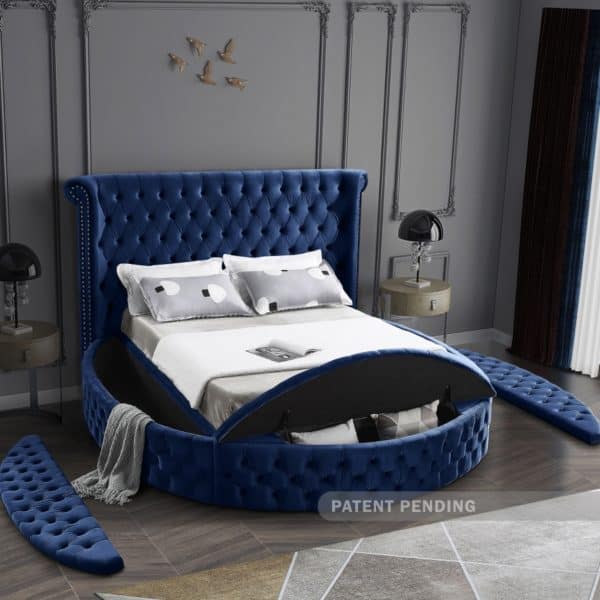 Luxus Blue Velvet King Bed - Image 5