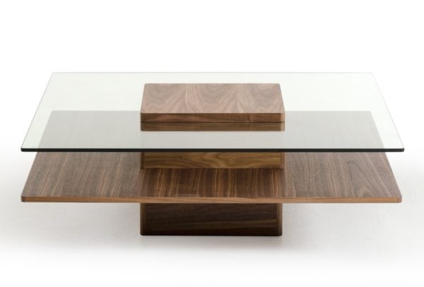 Modrest Clarion Modern Walnut and Glass Coffee Table - Image 3