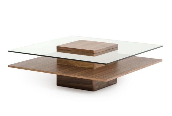 Modrest Clarion Modern Walnut and Glass Coffee Table - Image 2