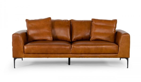 Divani Casa Jacoba - Modern Camel Leather Sofa